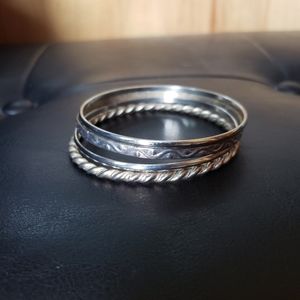 4 Silver bangle bracelets